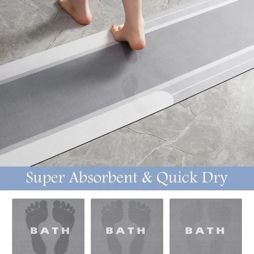 New Bath Mat Rug Long Non Slip Super Absorbent Bathroom Runner Stain Resistant